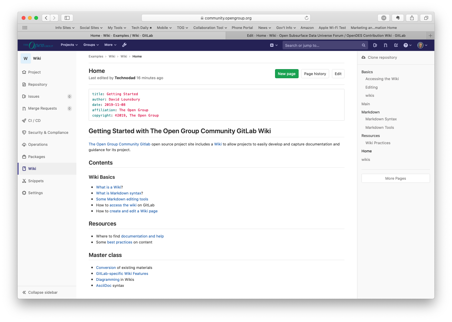 Accessing the Wiki · Wiki · Examples / Wiki · GitLab